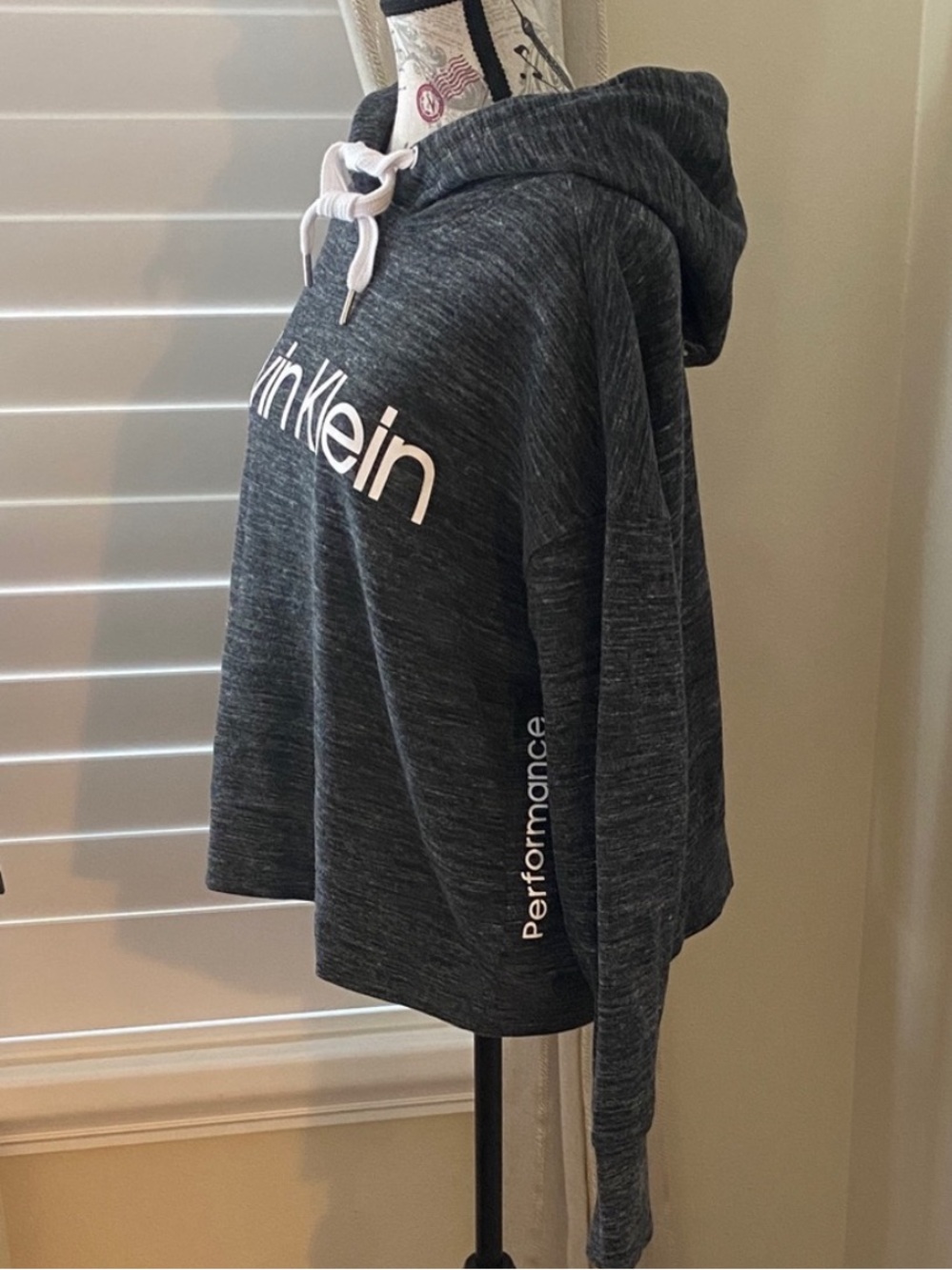 Calvin Klein Performance Charcoal Logo Hooded Sweatshirt - Picture 8 of 9